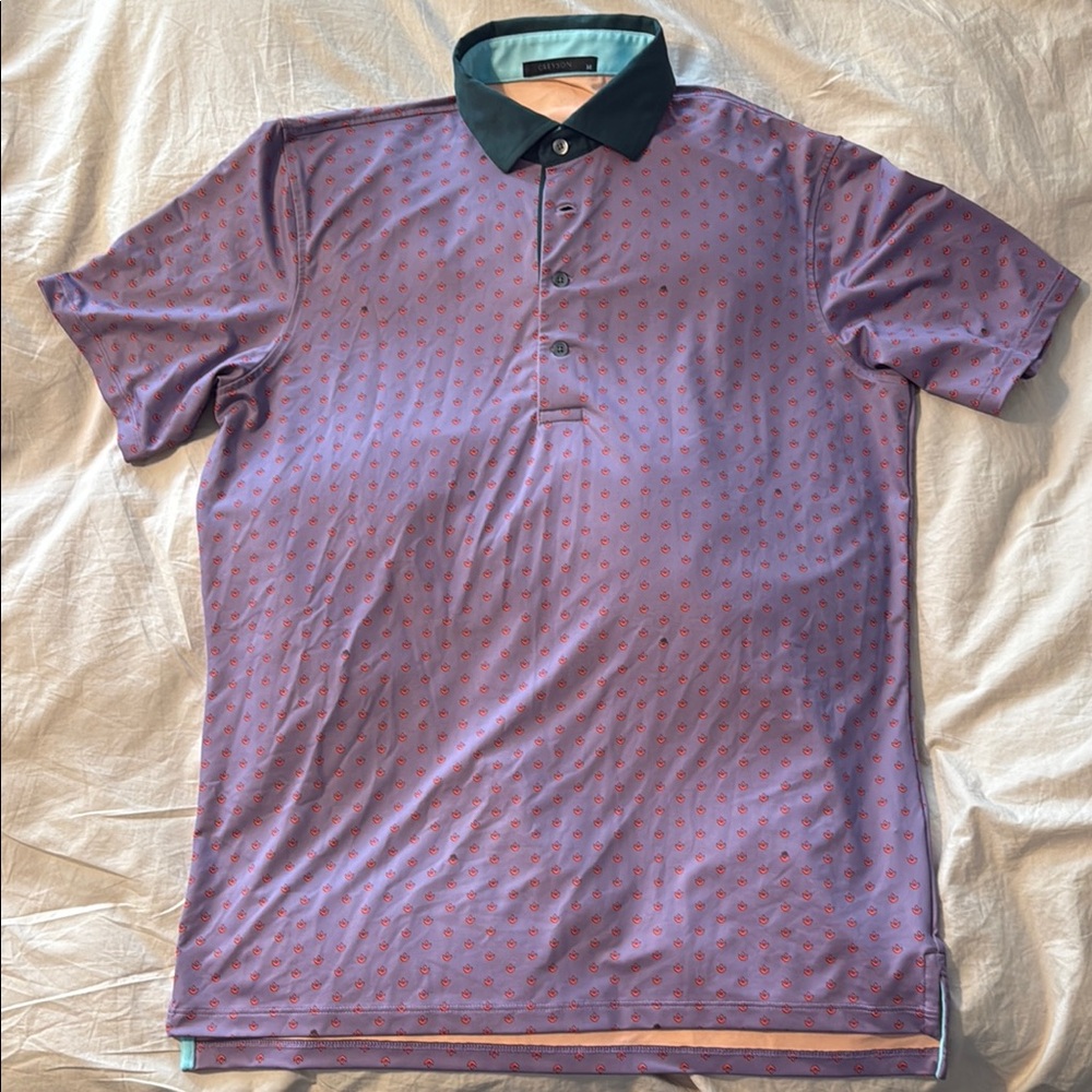 Greyson Purple and Black Polo Shirt with Textured Design